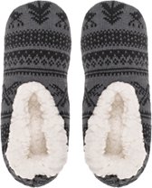 Sloffen heren maat 40/44 - Grijs - Pantoffels mannen - Rendieren - Kerstcadeau - Kerst