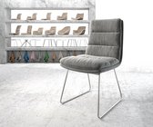 Gestoffeerde-stoel Abelia-Flex slipframe roestvrij staal fluweel grijs