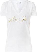 Liu Jo T-shirt met logoprint van gouden strass - Wit/Goud - Maat S