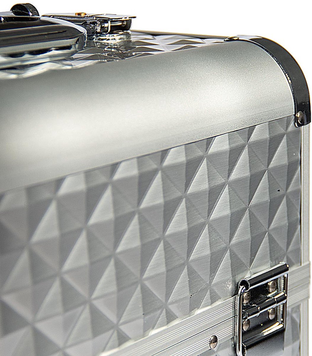 Aluminium koffer 3D met opbergvakken Zilver