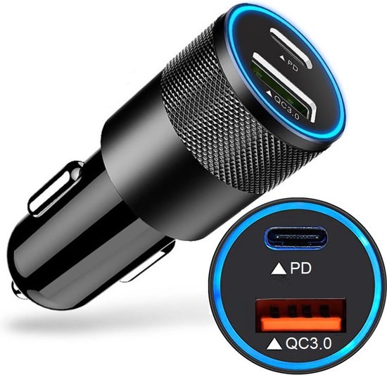 Chargeur Voiture Rapide Allume cigare double charge port USB USB C