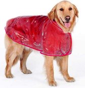 Regenjas hond - maat M - rood - waterdicht - hondenjas - met buikband - verstelbaar met drukknopen - regenjas voor kleine honden - hondenkleding - ruglengte 30 cm