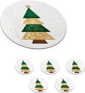 Onderzetters voor glazen - Rond - Kerst - Spreuken - Kerstboom - Merry Christmas - Quotes - 10x10 cm - Glasonderzetters - 6 stuks