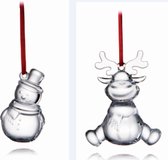 ROGASKA 1665 - ORNAMENT Snowman & Rudolf Kerst Kristal - Set van 2