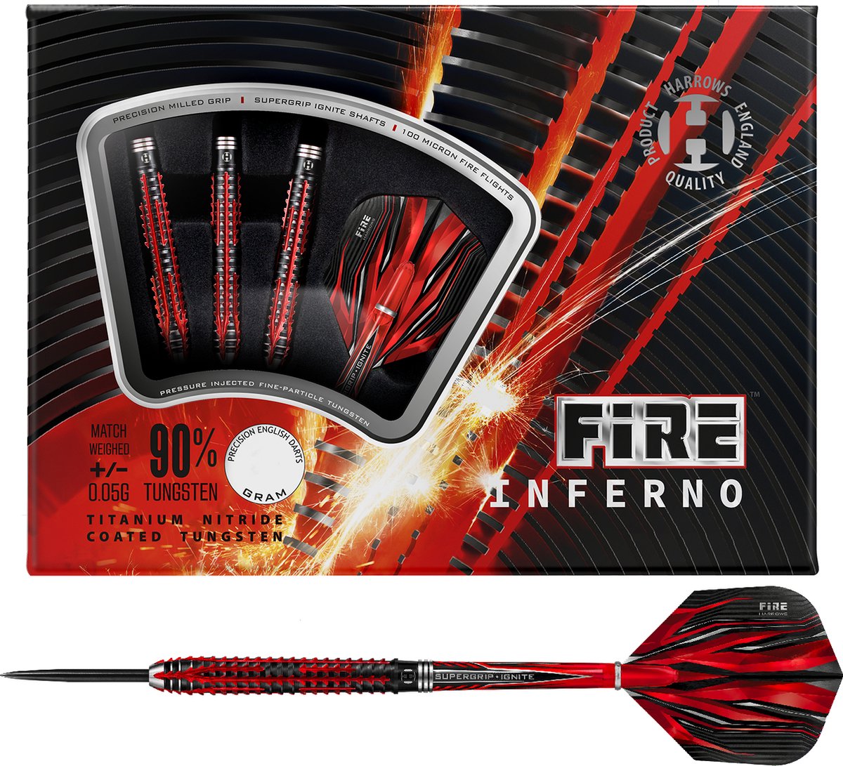 Harrows Fire Inferno 90% - Dartpijlen 22 gram