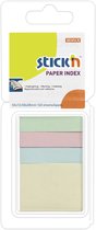Stick'n 12 pack - Index Notes papier 50x12mm + 50x38mm, pastel assorti, 3x40 index/pad + 40 blaadjes memoblok