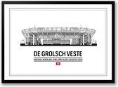 De Grolsch Veste poster | wanddecoratie FC Twente zwart wit poster | Liggend 40 x 30 cm