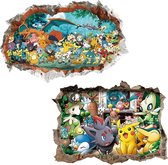 Pokemon Stickers | Pikachu Muurtattoo voor kinderen Muursticker Pokémon Pikachu Muursticker Muursticker Wanddecoratie voor kinderkamer babykamer