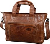 Juscha JU-47601 Dames Bussines Tas Pride And Soul Leer Met Verschillende Compartimenten, Kleur Cognac