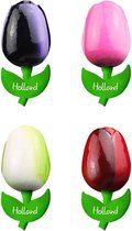 Tulpen Magneten/Tulip Magnets - 6 cm - Rood, Paars, Roze & Wit - Holland Souvenir