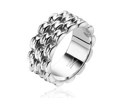 Mart Visser by ZINZI zilveren brede schakel ring 8mm breed MVR22