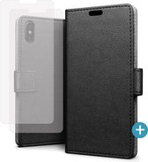 iPhone X/Xs Hoesje + 2 Screenprotectors - Book Wallet Case - Kunstleer - Zwart