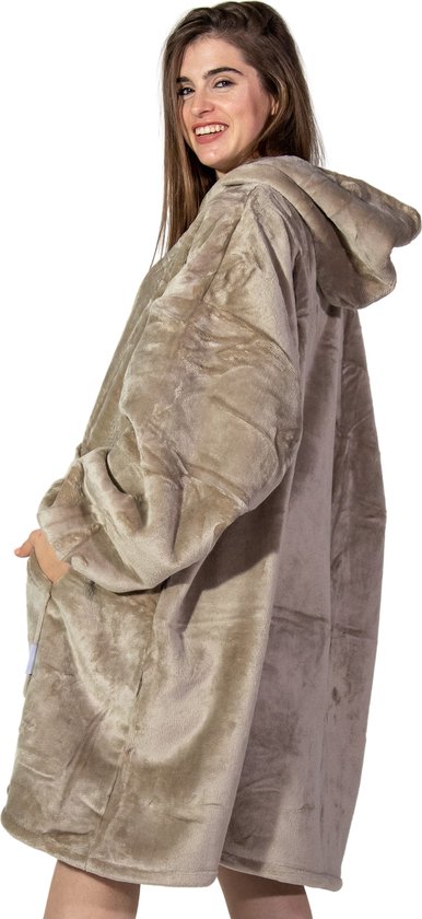 Comfies® Draagbare Deken - Hoodie Blanket huggle - Oversized - Oodie - Fleece Sherpa - Hoge kwaliteit- Plaid cozy snuggie - Kaki