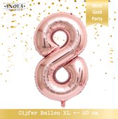 Cijfer Ballon 8 Jaar * Hoera 8 Jaar Snoes * 80 cm Verjaardag Nummer Ballon * Snoes * Verjaardag Versiering * Kinderfeestje * Rose Gold * Rose Goud * Nummer Ballon 8