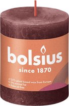 4 stuks Bolsius wijnrood rustiek stompkaarsen 80/68 (35 uur) Eco Shine Velvet Red