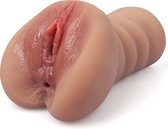 Aii 3D Realistisch Masturbator + Gratis cleaning Bulb en Opbergtas - Masturbator voor man - Pocket Pussy - 2 in 1 Vagina en Anus - Sex toys voor mannen - Bruin