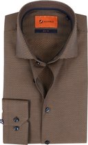 Suitable - Overhemd Widespread Faux Bruin - 38 - Heren - Slim-fit