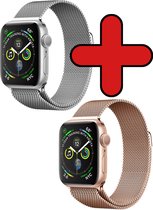 Convient pour Apple Watch Band Argent x Or rose 44 mm avec fermoir magnétique - Bracelet Convient pour Apple Watch Band Milanese