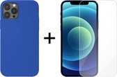 iPhone 13 Pro hoesje blauw siliconen case apple hoesjes cover hoes - 1x iPhone 13 Pro screenprotector