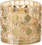 J-Line Theelichthouder Mozaiek Glas Goud Small Set van 4 Stuks