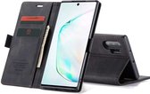 CaseMe Retro Wallet Slim Samsung Note 20 Ultra hoesje zwart - Flipcover - magnetische sluiting - 2 kaarthouders en een vak voor briefgeld