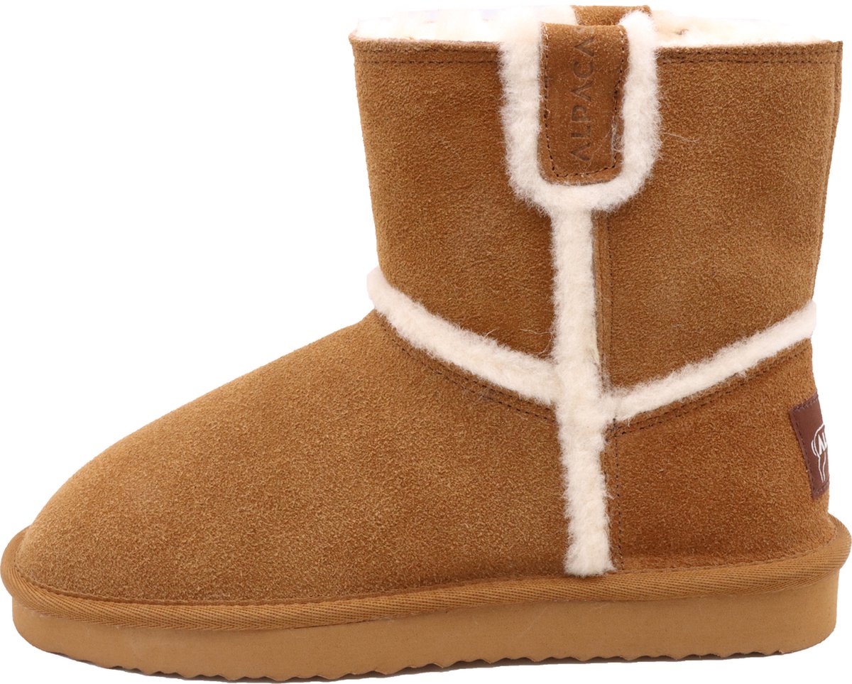 Alpacas Fur Gevoerde Dames Laarzen - Chestnut - Maat 38