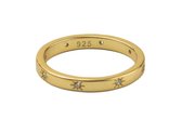 Ring dames | dames ring | aanschuifring | zilveren dames ring | 925 zilver | ring met sterretjes | Zirkonia steentjes | goudkleurig | cadeau voor vrouw | 17 mm |