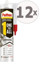 Pattex One for All Crystal Colle de montage - Colle tout usage adhésive Extra forte sans solvant - combine colle de montage et silicone - 12 x 290 g