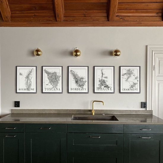 Brushery - Affiche de Vin - Bordeaux - France - Carte des Vins - Noir et Blanc