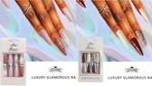 2 pakken luxe press-on french plaknagels - 54 stuks - nepnagels - french nagels - nagels - mooie plaknagels - plak nagels - nep nagels - nagellijm - lange plaknagels - false nails