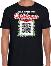 Kerst QR code kerstshirt All I want: Een lekker wijf heren zwart - Bellatio Christmas sweaters M
