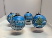 4 boules de Noël dans le style Bob Ross peintes à la main