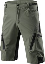 Mountainbike fietsbroek - hoge kruis - korte - met veel zakken - XL - Legergroen