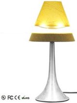 Zwevende klassieke lamp gele kap met aluminium voet