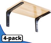 Bwa Commerce Luxe Plankdragers- Plankdragers van metaal- Zwarte plankdragers- Industriele plank dragers metaal- 4 plankendragers van 20cm