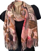 Lange Warme Dames Sjaal - Bloemenprint - Khaki - 180 x 70 cm (6#)