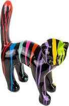 Beeld Kat 45cm - Zwart Drip - Decoratie - Polyester - Voor Binnen en Buiten - Popart