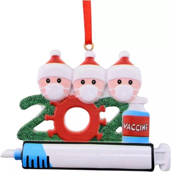 Kerstboom versiering - 3 kerstmannen met mondkapjes - 9x6 cm - Kerst  decoratie –- | bol.com