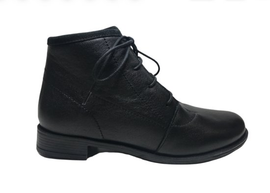 Manlisa veter/ rits effen hoge lederen comfort schoenen W132-256 zwart 37