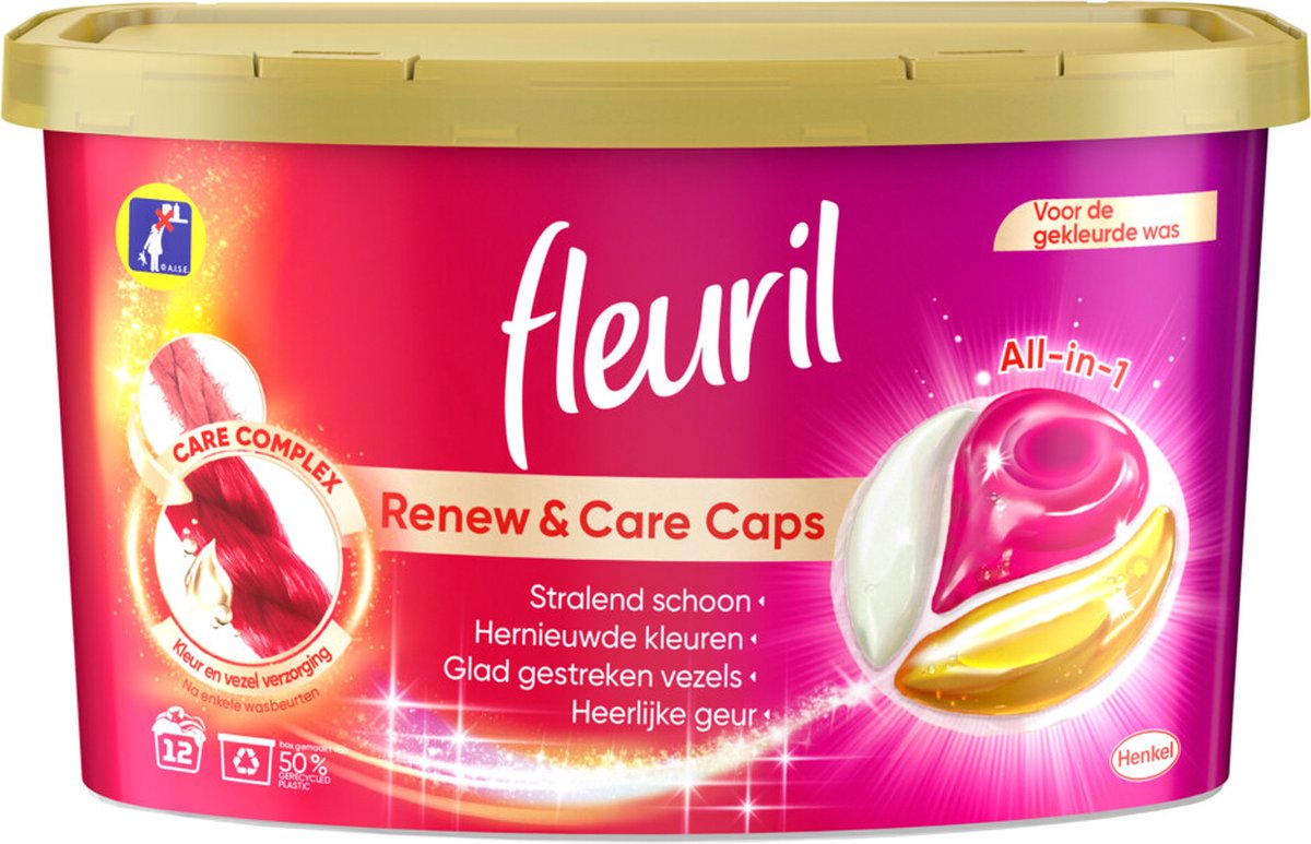 Fleuril Color Caps - Wasmiddel Capsules - Voordeelverpakking - 8 x 12 wasbeurten