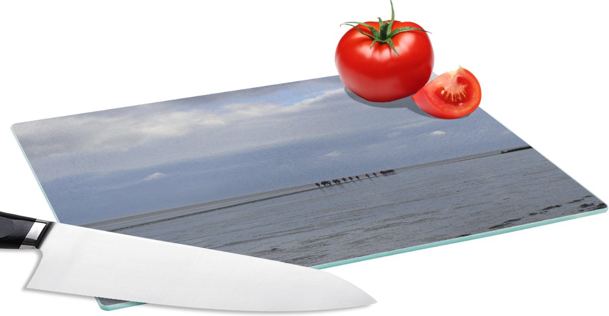 Glazen Snijplank - 28x20 - Waddenzee - Strand - Ameland - Snijplanken Glas
