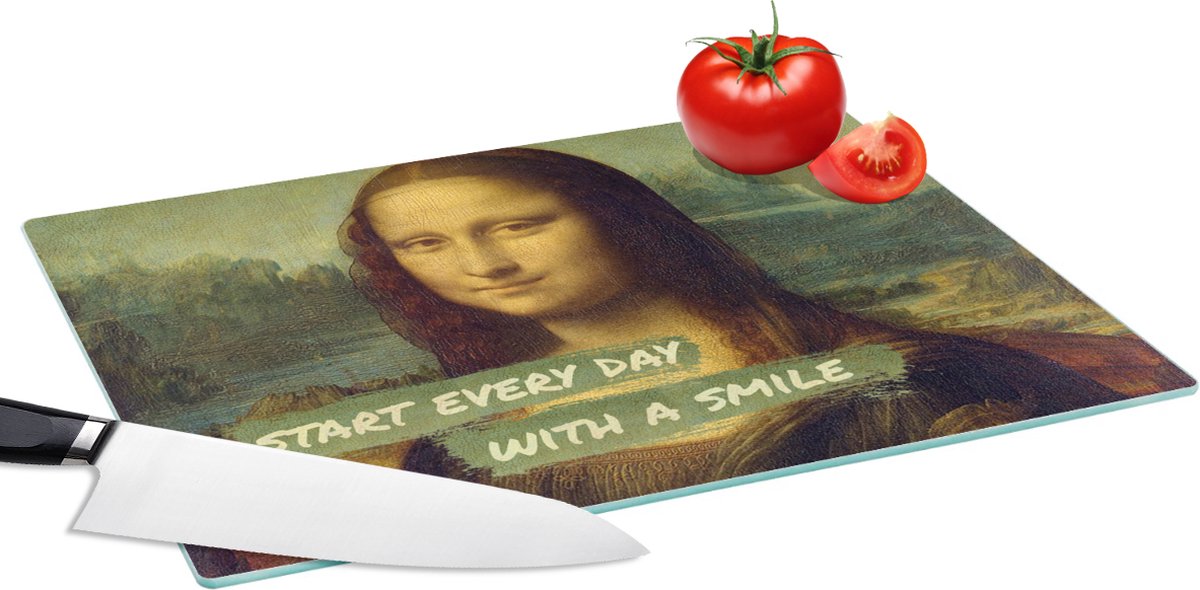 Glazen Snijplank - 39x28 - Mona Lisa - Da Vinci - Quote - Snijplanken Glas