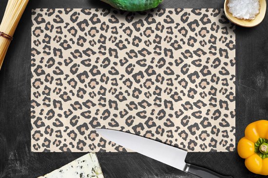 Planche à découper en Verres - 39 x 28 - imprimé panthère - Wit - rose - Planches à découper en Glas