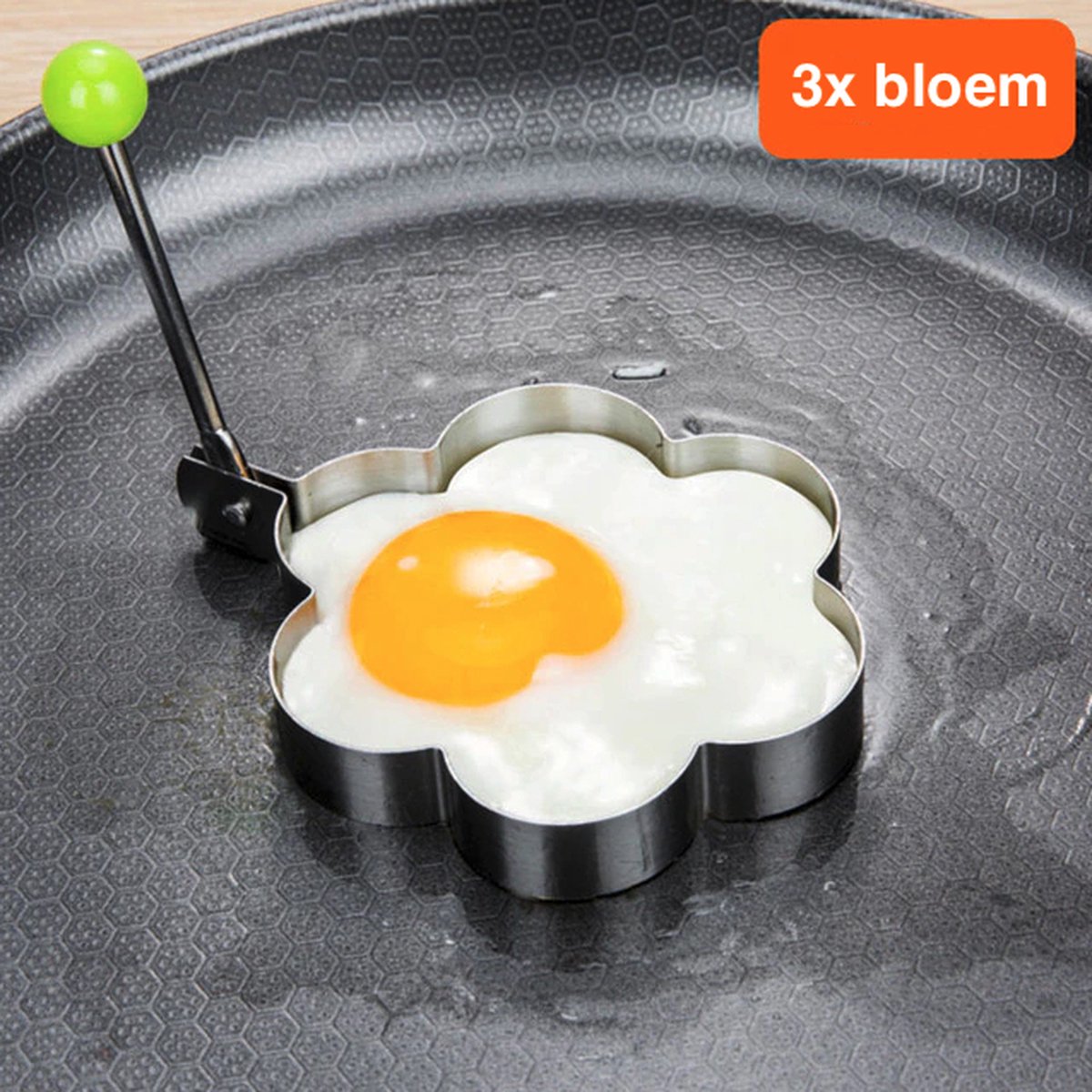 Bloem vorm – 3 stuks – pannenkoeken vorm – Ei frame – ei bloem – Pancake – Bak ring – Egg bakvorm - Omelettes - RVS