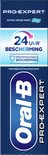 Detail van Oral-B Pro-Expert tandpasta verpakking met tekst 'EXTRA FRISSE MUNT' en '24 UUR BESCHERMING'.