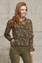Smashed Lemon Blouse Blouse 21827  Black/mustard Dames Maat - XL