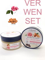 Voordeelverpakking Scrub En Shea Butter - Sugar Scrub - Bodyscrub - Gezichtsscrub - 100 % Natuurlijk - Rozen En Amandelen - cokoon la cosmétique nature - 2 x 100 g