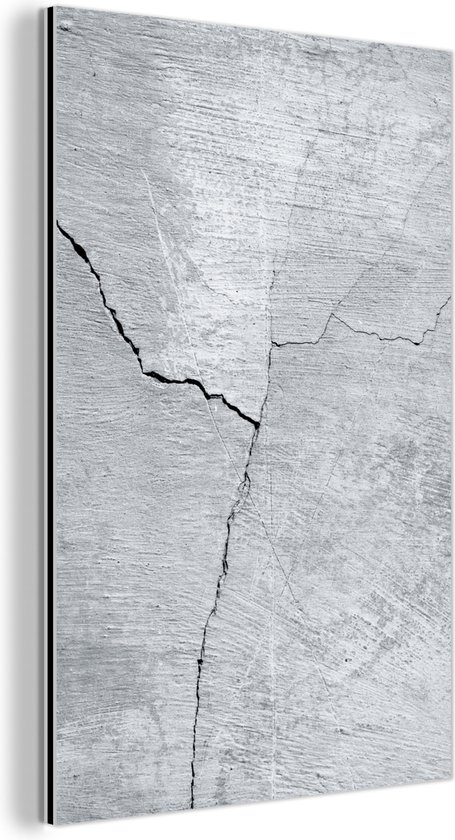 Décoration murale Métal - Peinture Aluminium Industrielle - Béton - Fissure - Grijs - 20x30 cm - Dibond - Photo sur aluminium - Décoration murale industrielle - Pour le salon/chambre