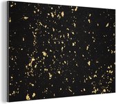 Wanddecoratie Metaal - Aluminium Schilderij Industrieel - Gouden vlokken op een zwarte achtergrond - 120x80 cm - Dibond - Foto op aluminium - Industriële muurdecoratie - Voor de woonkamer/slaapkamer