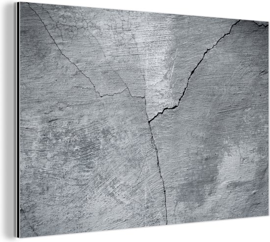 Décoration murale Métal - Peinture Aluminium Industriel - Béton - Grijs - Fissure - 180x120 cm - Dibond - Photo sur aluminium - Décoration murale industrielle - Pour le salon/chambre